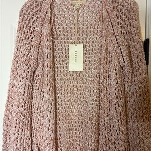 Reborn Women's Pink Open-Knit Cardigan